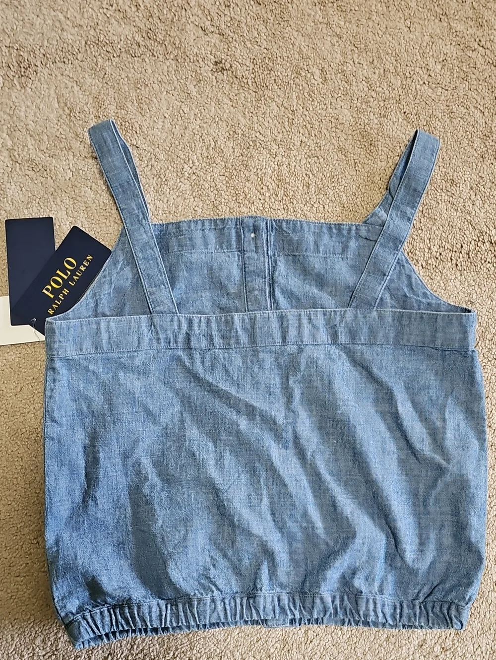 Ralph Lauren Girls' Light Blue Chambray Button-Front Tank Top